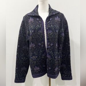 🍂 Deadstock Vintage Cottagecore Wool Blend Cardigan – Made in England - Size L